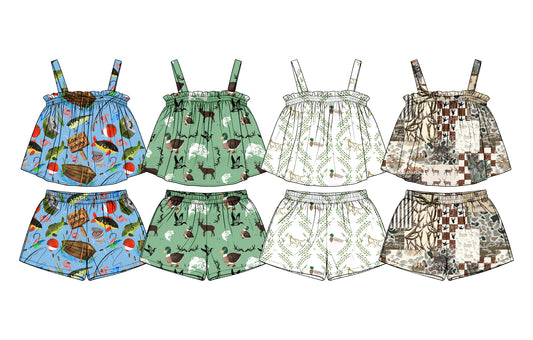 4.1 Custom moq 5 mix size Sibling Baby Girl Duck Strap Top And Shorts Set Cute Casual Outfit