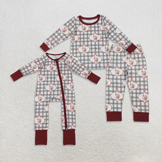 12/18m-7/8t RTS NO MOQ Sibling Baby girls clothes thanksgiving turkey long sleeve pants sets and rompers