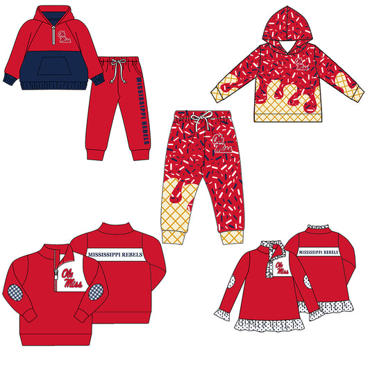Custom moq 5 mix size milk silk summer teams baby girls clothes red hooded long sleeve pants sets and hooded top and pant and top 2-25.8.20