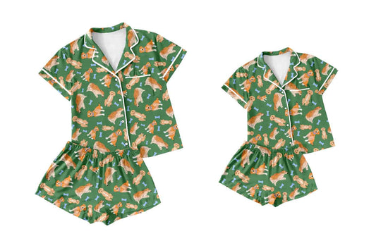 25.12.11 custom each style moq 5 eta 6-8week Sibling Sister puppy short sleeve shorts sets and adult set match design