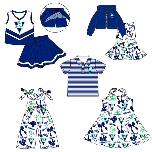 Custom moq 5 mix size milk silk summer teams baby girls clothes bow blue hooded long sleeve pants sets and skirts sets and dress and jumpsuit and top-25.7.29