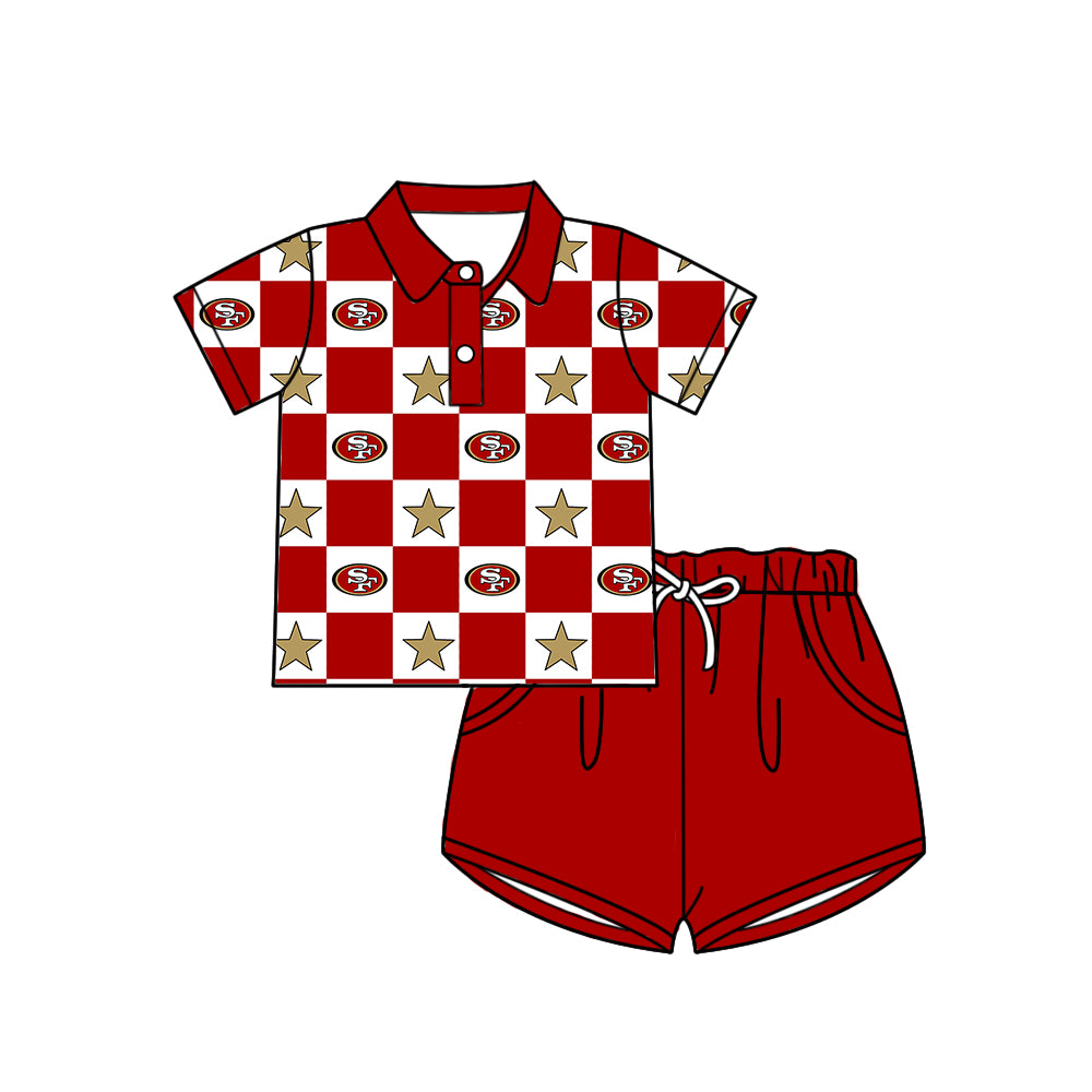 Custom moq 5 mix size milk silk summer teams Red Checked Baby Girl Sleeveless Top Skirt Short Set Dress And Shorts Yoga Outfit Boy's Top Shorts Set Romper