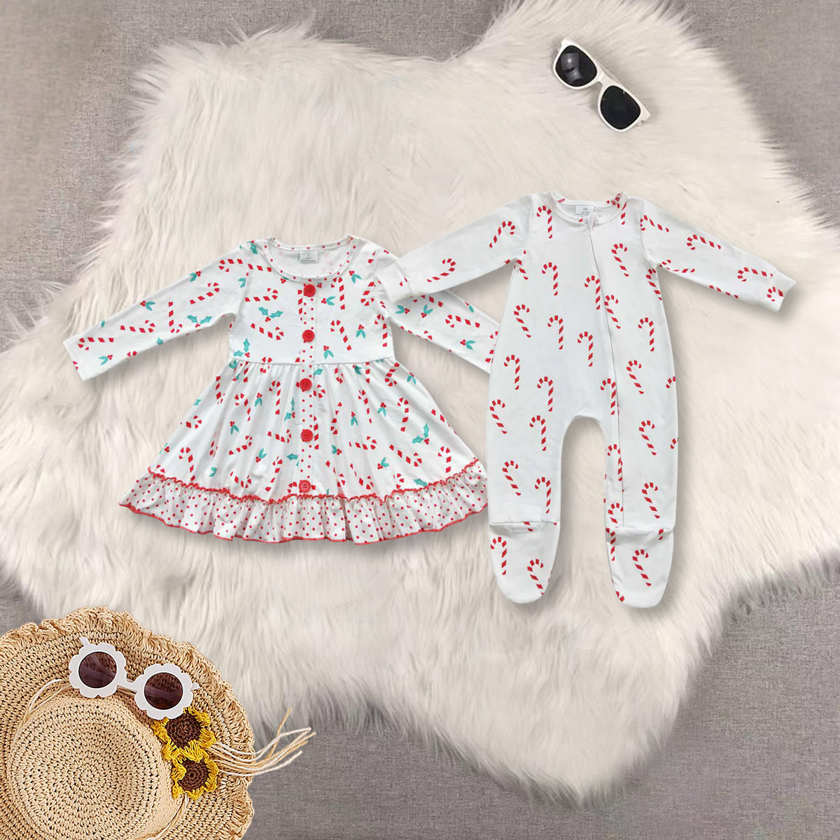 RTS Sibling baby girls clothes Christmas long Sleeve dress and rompers