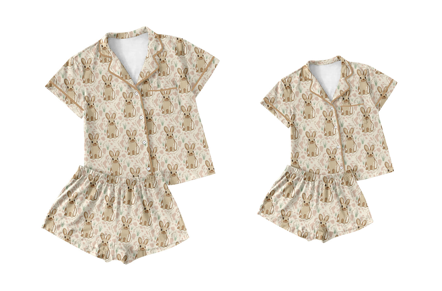 25.12.12 custom each style moq 5 eta 6-8week Sibling Sister bunny short sleeve shorts sets and adult set match design