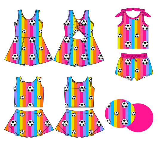 4.2 Custom moq 5 mix size Sibling Baby Girls Football Sleeveless Top And Shorts Set Sleeveless Top And Skirt Sets Dress Yoga Outfit