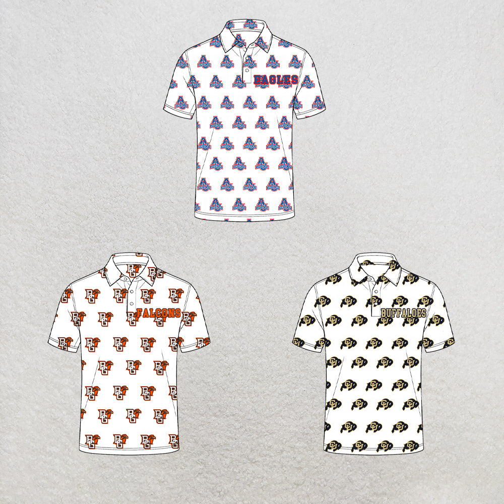 custom moq 5 mix size XY073005 Adult Men White Short Sleeve Polo Shirt Letter Print Team Top