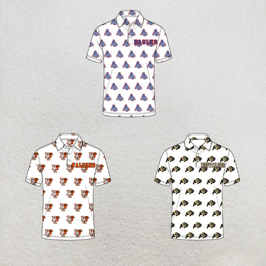 custom moq 5 mix size XY073005 Adult Men White Short Sleeve Polo Shirt Letter Print Team Top