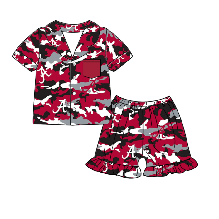 Custom summer teams baby girls clothes team brick red sets dress romper-25.5.6
