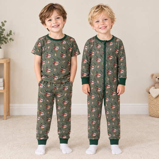 RTS NO MOQ Sibling milk silk Boys Duck Print Matching Outfit Short Sleeve Tee Pant Romper And Blanket