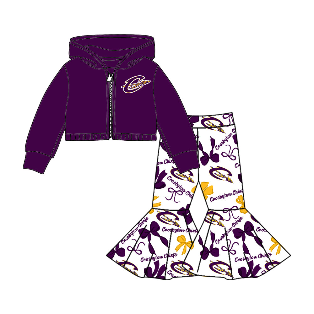 Custom moq 5 mix size milk silk summer teams baby girls clothes bow purple short sleeve pants sets and hooded long sleeve pants sets-25.7.22