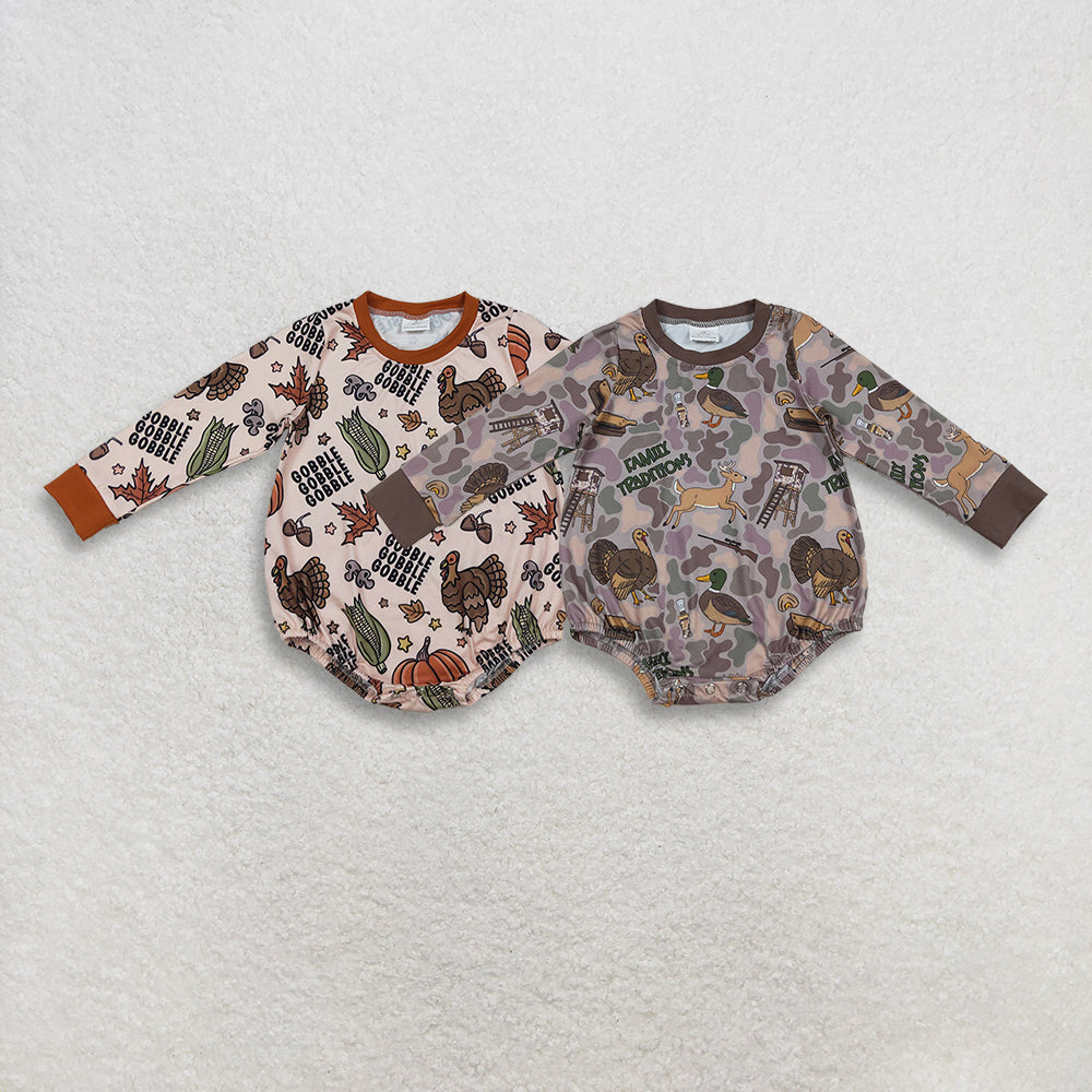 RTS NO MOQ Sibling baby Boys clothes turkey duck long sleeve rompers