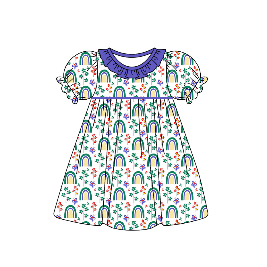 10.10 custom each style moq 5eta 4-6week Sibling Sister rainbow blue baby girl sets and dress and rompers match family design