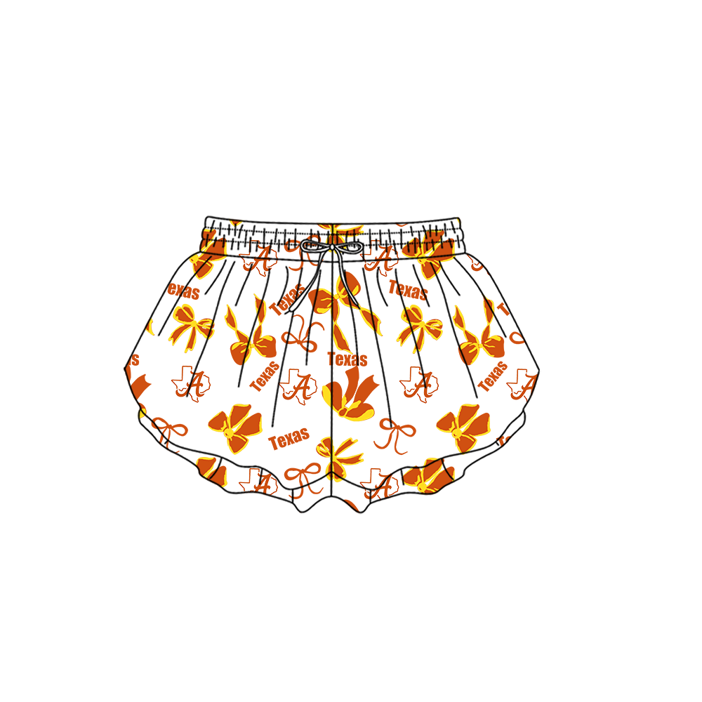 custom moq 5 mix size MSD072101 Baby Girls Bows Print Yoga Shorts Casual Active Wear Bottoms