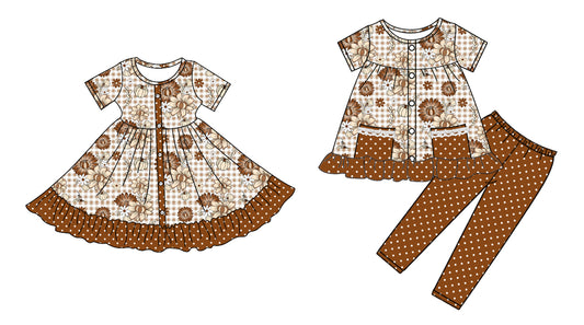 5.1 custom each style moq 5eta 4-6week Sibling Sister turkey baby girl pants sets and dress match family design