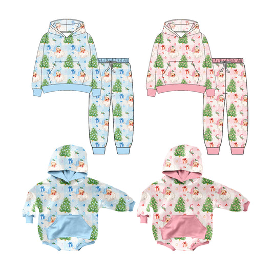 25.7.8 custom each style moq 5eta 4-6week Sibling Sisters Christmas baby girl long sleeve pants sets 1 and sets 2 and romper 1 and romper 2 match family design