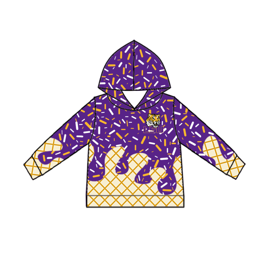 Custom moq 5 mix size milk silk summer teams baby girls clothes purple hooded long sleeve pants sets and hooded top and pant and top 2-25.8.20