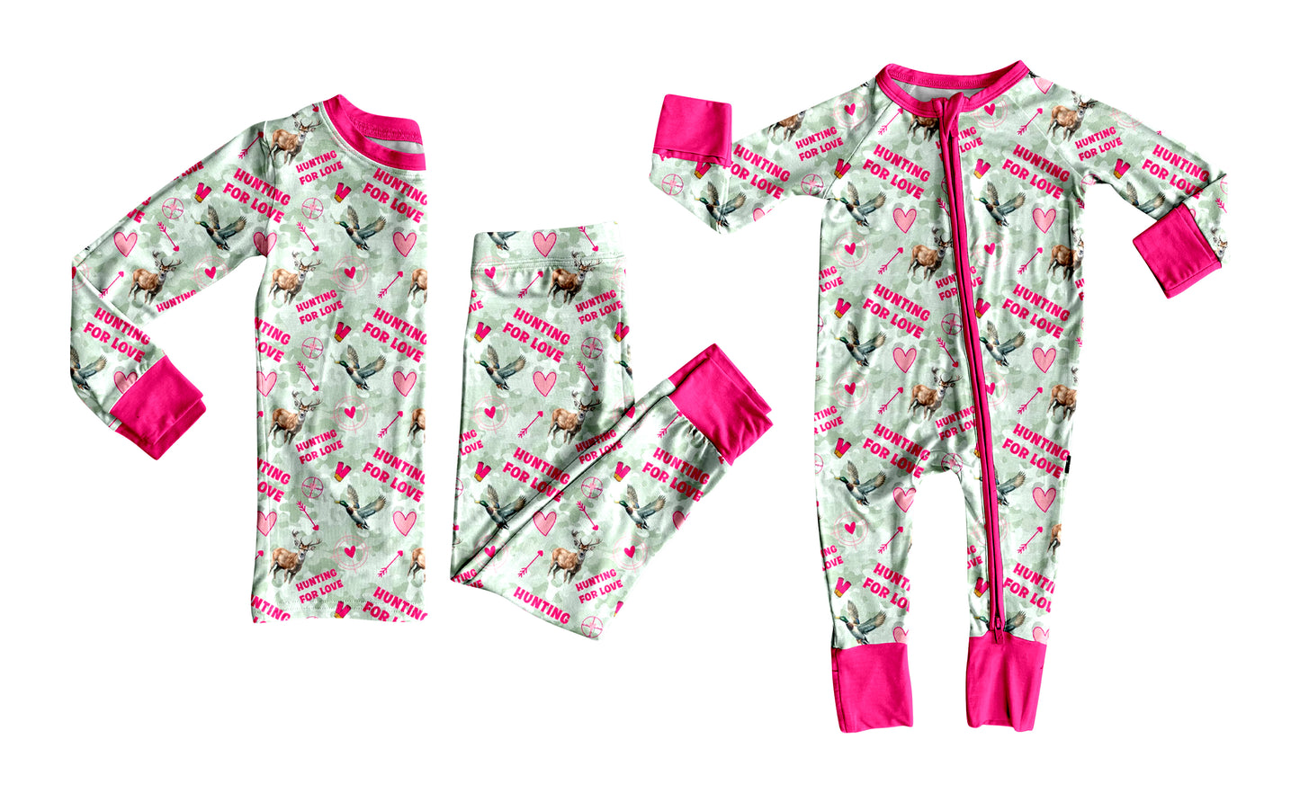 (Preorder new) No moq Baby Hunting Duck Camo Print Kids Pajamas Pink Zipper Baby Romper Set