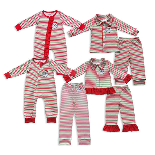 RTS NO MOQ Sibling Baby girl clothes embroidery Christmas long-sleeved trousers suit & romper and adult pants