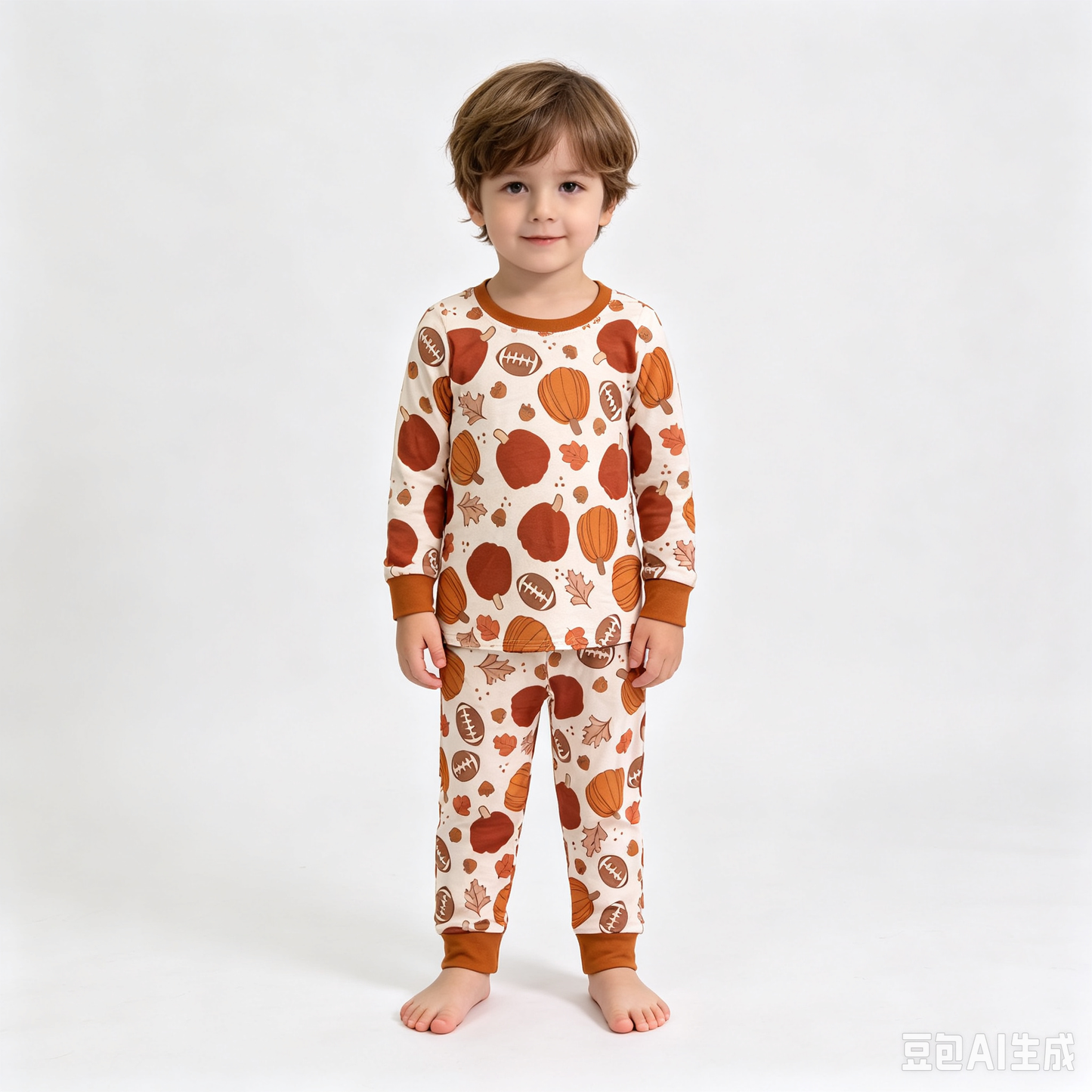(Sample) No moq milk silk BLP1539（BT1928+P1197）Baby Boys Football Pumpkins Top Pockets Pant Fall Clothes Set Autumn Casual Outfit