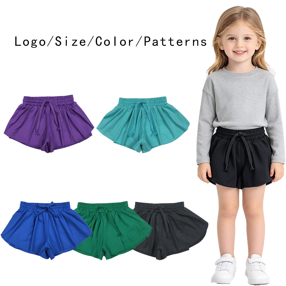 RTS NO MOQ Sibling yoga fabric cotton Baby Girls Solid Color Yoga Sports Shorts Bottoms
