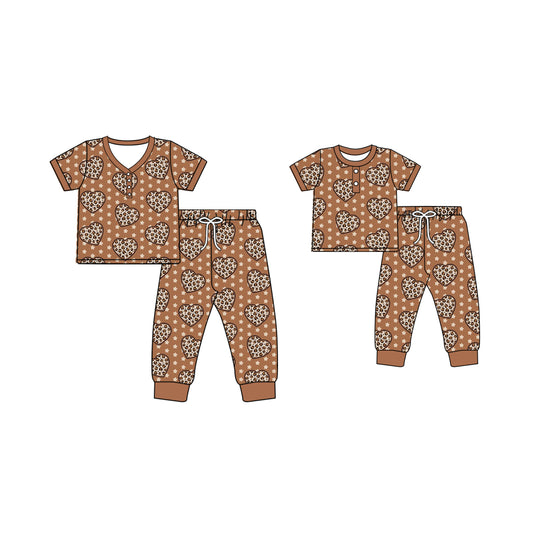 12.3 custom each style moq 5eta 4-6week Sibling Sister love baby girls short sleeve pants sets and adult sets match design