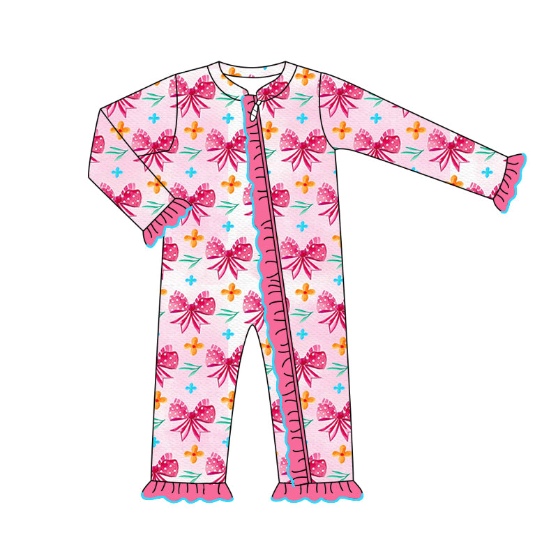 8.19 custom each style moq 5eta 4-6week Sibling Sister bow pink baby girl sets and dress and rompers match family design