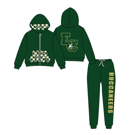 Custom moq 5 mix size eta 6-8weeks milk silk summer teams green baby girl clothes hooded long sleeve pants sets-25.9.11