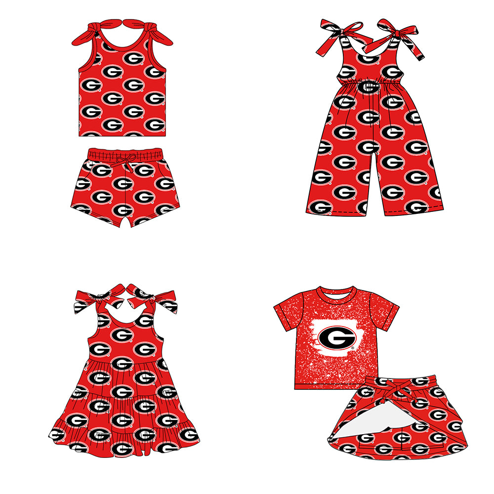Custom moq 5 mix size milk silk summer teams baby girls clothes team red sleeveless shorts sets and skirts sets and dress and jumpsuit-25.7.15