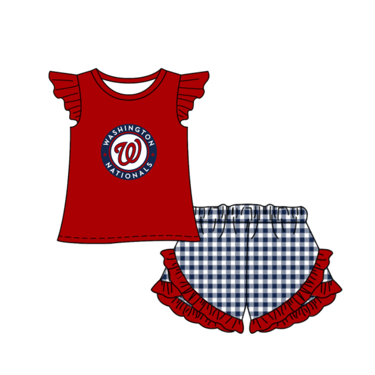 Custom moq 5 mix size milk silk summer teams Baby Boys And Girls Red Short-Sleeved Shirt And Shorts Set Matching Striped Rompers Outfit Set