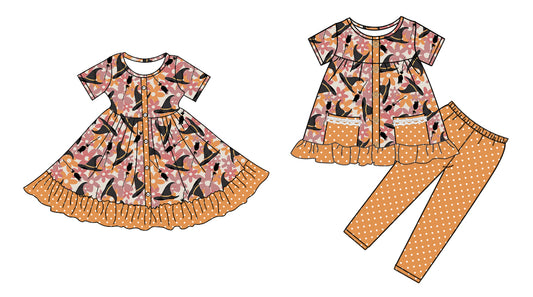 4.28 custom each style moq 5eta 4-6week Sibling Sister hat baby girl pants sets and dress match family design