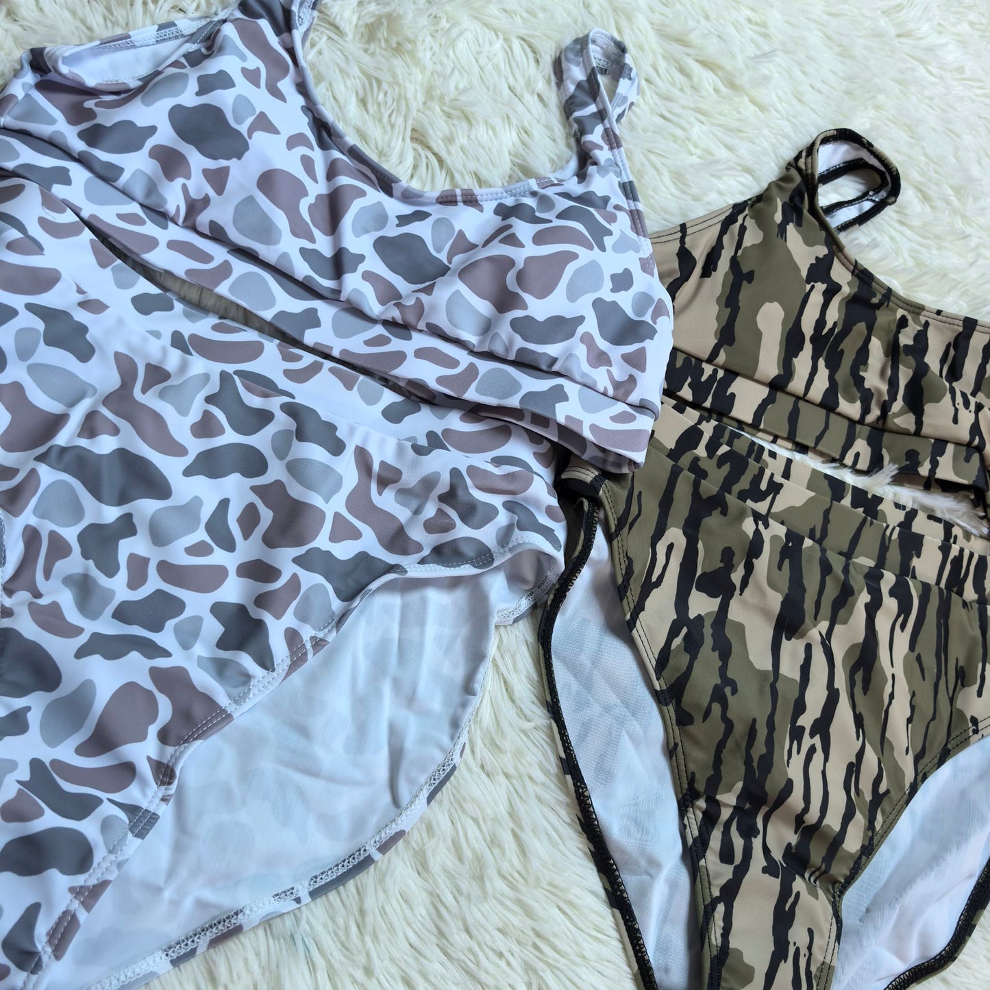 RTS NO MOQ Sibling Adult Women Camo Print Two Piece Swimsuits Top And Bottom Summer Sets