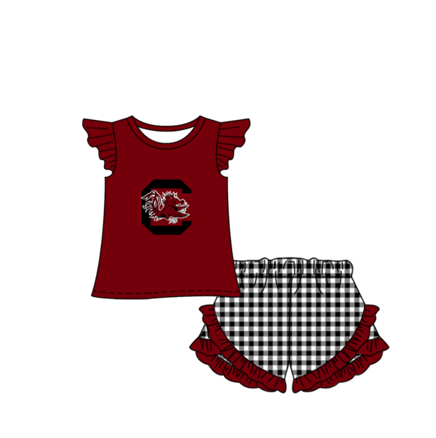 Custom moq 5 mix size milk silk summer teams Baby Boys And Girls Dark Red Short-Sleeved Shirt And Shorts Set Matching Striped Rompers Outfit Set
