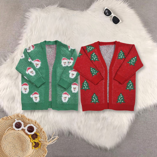 RTS NO MOQ Sibling baby girls clothes Christmas Sweater High quality sweater fabric in stock