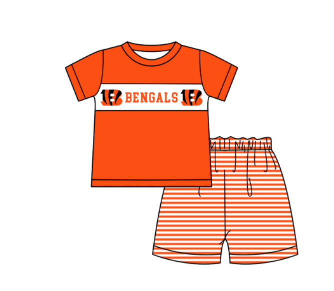 Custom moq 5 mix size milk silk summer teams baby girl boys clothes Orange-red short sleeve shorts sets 2  and dress and rompers 2 series