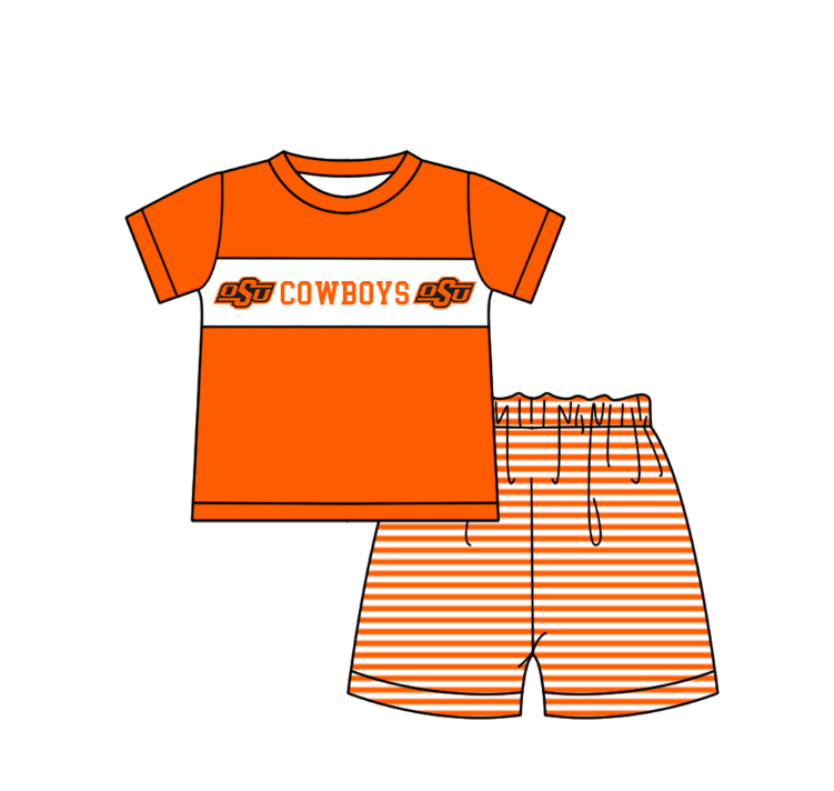 Custom moq 5 mix size milk silk summer teams baby girl boys clothes orange short sleeve shorts sets 2  and dress and rompers 2 series