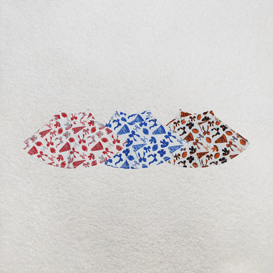 RTS NO MOQ Sibling Baby Girls Red Bows Go Team Yoga Active Skirt Shorts Bottom