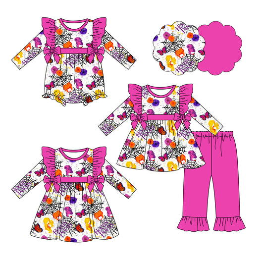25.6.14 custom each style moq 5eta 4-6week Sibling Sisters baby girl long sleeve pants sets and dress and rompers match family design
