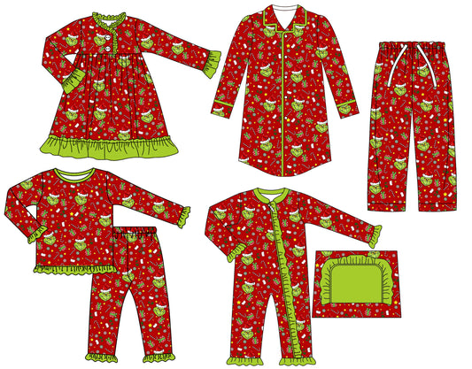 25.7.26 custom each style moq 5eta 4-6week Sibling Sisters Christmas baby girl long sleeve pants sets and adult top and adult pants and romper and dress match family design