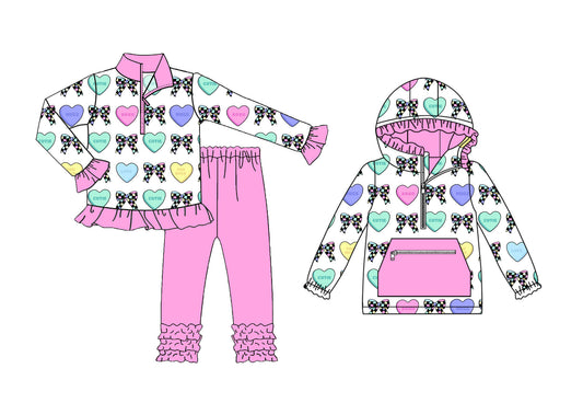 25.9.19 custom each style moq 8 eta 6-8week Sibling Sisters love bow baby girl long sleeve pants sets and top match family design