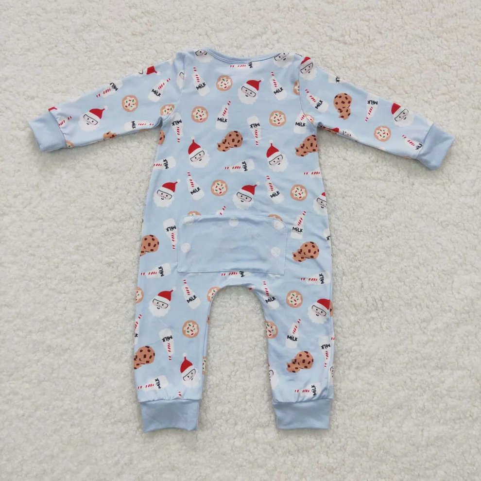 RTS NO MOQ Christmas Sibling Santa Milk Cookie Pajama Set Romper milk sillk fabric