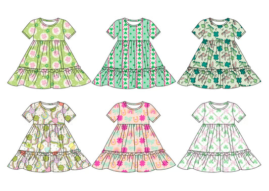 12.5 custom each style moq 5eta 4-6week Sibling Sister baby girl short sleeve dress 1 and dress 2 and dress 3 and dress 4 and dress 5 and dress 6 match family design