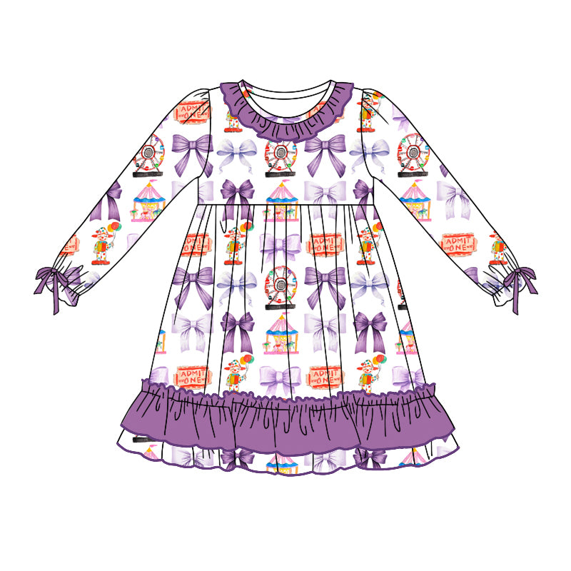 8.9 custom each style moq 5eta 4-6week Sibling Sister bow purple baby girl sets and dress and rompers match family design