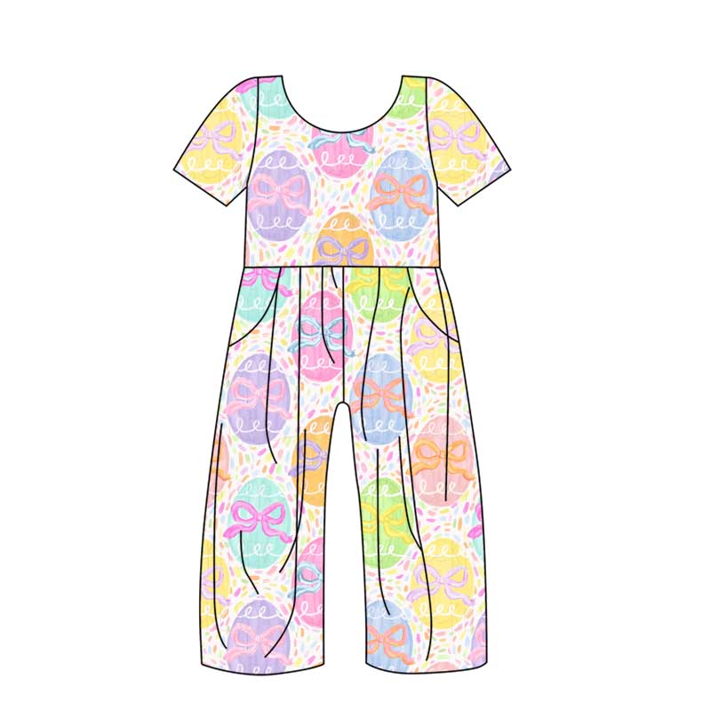 10.21 custom each style moq 5eta 4-6week baby girls clothes easter bow short sleeve baby girls jumpsuit