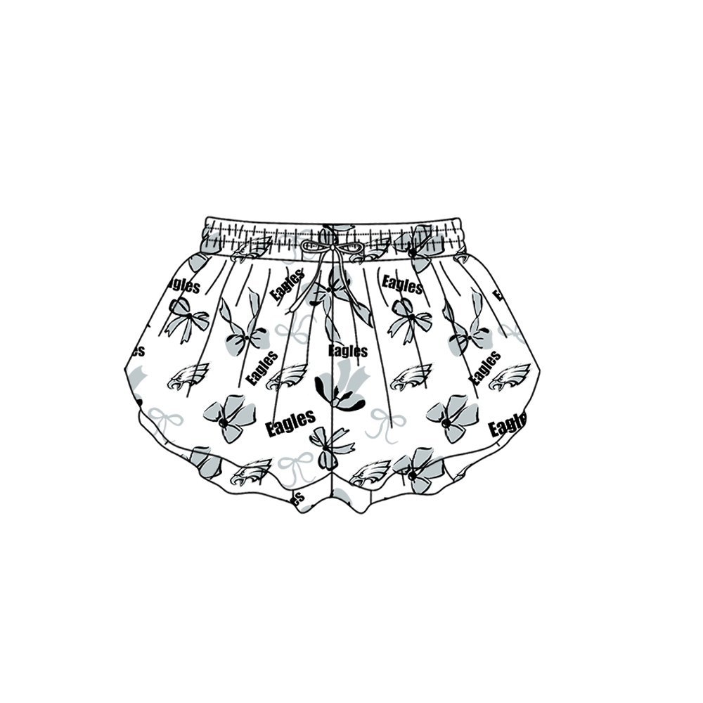 custom moq 5 mix size MSD072401 Baby Girls Bows Summer Print White Yoga Shorts Casual Active Bottoms