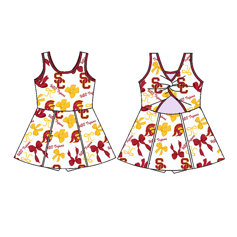 Custom moq 5 mix sizes summer teams baby girls clothes team red short sleeve skirts shorts sets dress 1 and dress 2 and dress 3 and dress 4-25.5.26