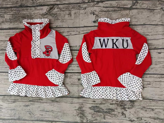red cotton top  college pullovers   girls wku