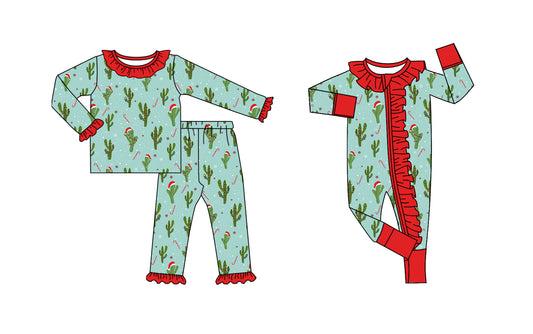 25.9.1 custom each style moq 5eta 4-6week Sibling Sisters Christmas catcus baby girl clothes long sleeve pants sets and romper match family design