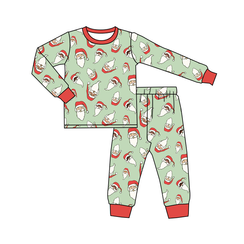 6.10 custom each style moq 5eta 4-6 week Sibling Sister Christmas green boys pajamas outfits and romper match family design
