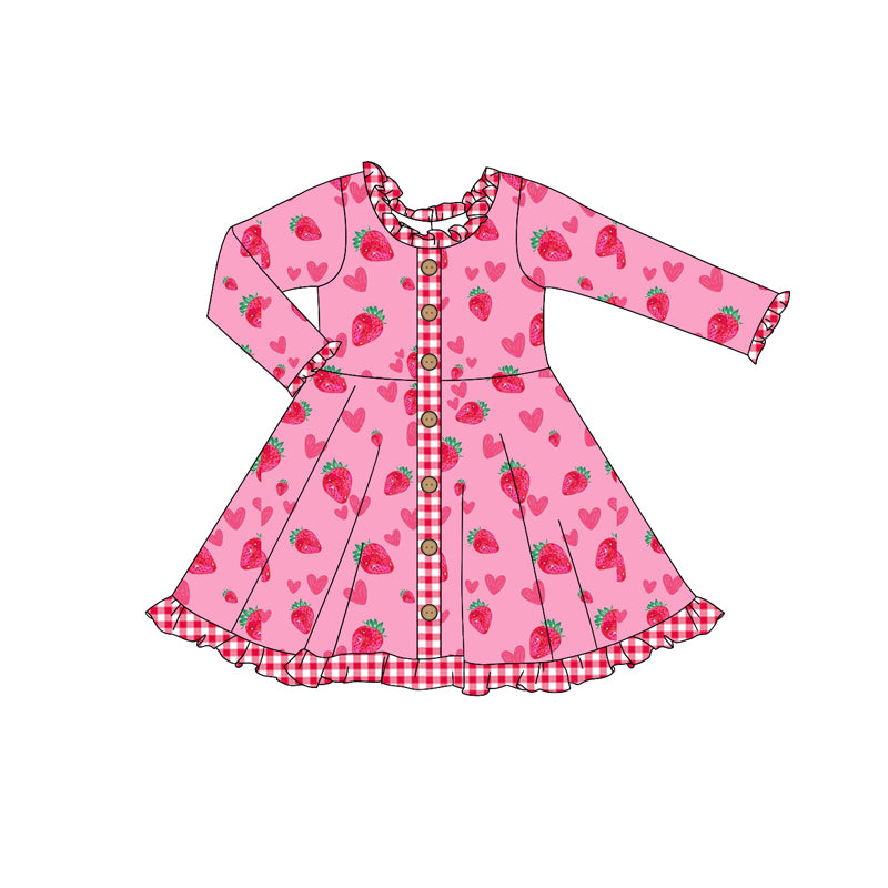 9.14 custom each style moq 5eta 4-6week Sibling Sister strawberry pink baby girl dress and rompers match family design
