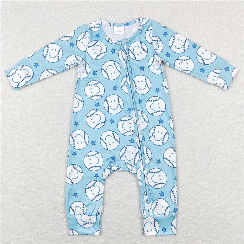 Baby boys baseball print blue Sibling Sister Clothes Sets